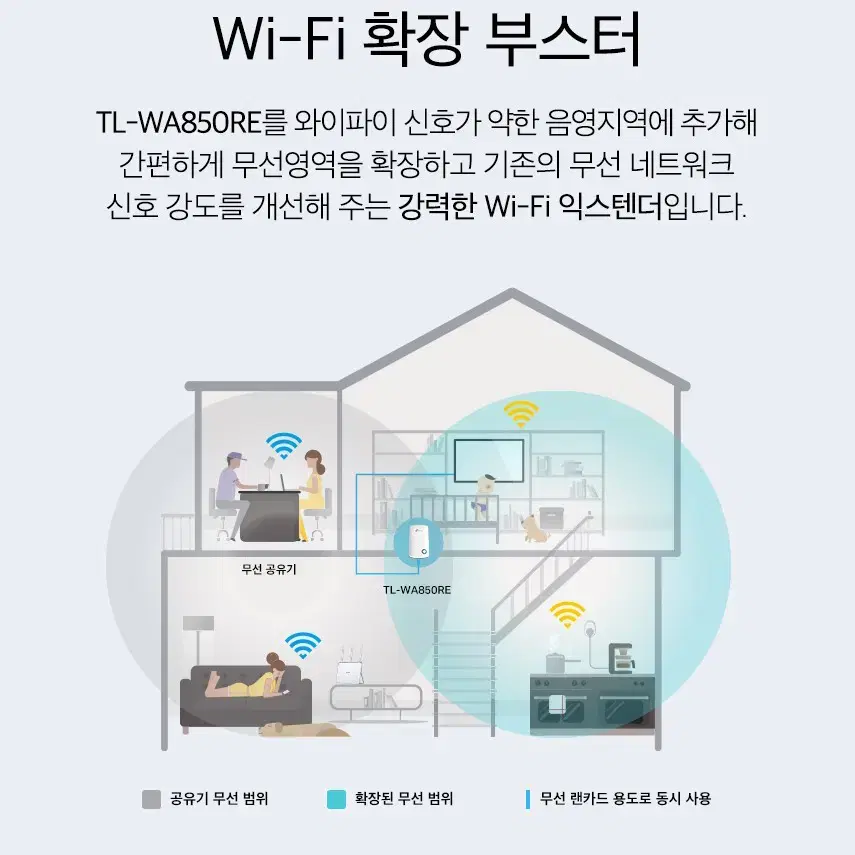 어댑터일체형 무선 Wifi WPS 확장증폭기