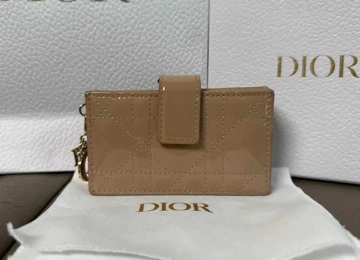 Dior Lady 5-Pocket Patent Canage Accordion Kard Wallet in Rose De Vang