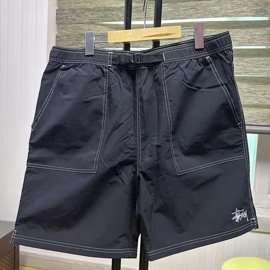 [XL]스투시 나일론 블랙 팬츠 (syussy short pants)