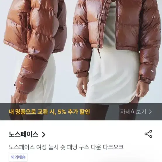 노스페이스 해외판 크롭 눕시 700 다크오크