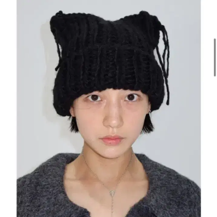 [PLZPROJECT]PUSSYCAT KNIT HAT, BLACK