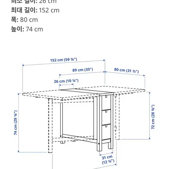 이케아 노르덴 접이식 식탁, 스콕스타 의자 2개