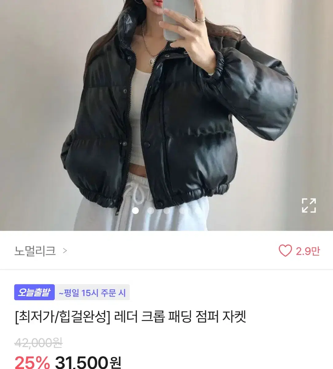 에이블리 레더 숏패딩