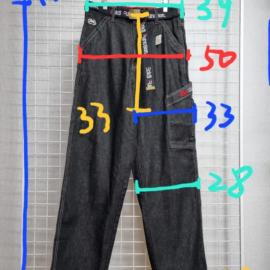 (새상품) ECKO FUNCTION 블랙 데님 바지