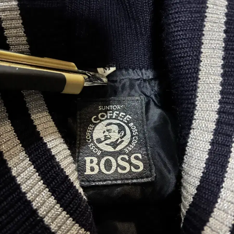 산토리 보스커피 바시티자켓 가죽 스타디움점퍼 boss coffee