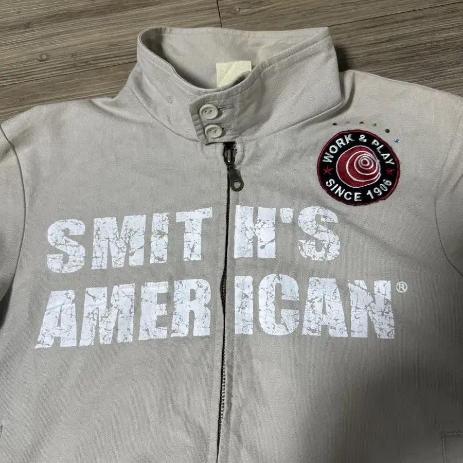 Smith american 프린팅 와펜패치 해링턴 자켓