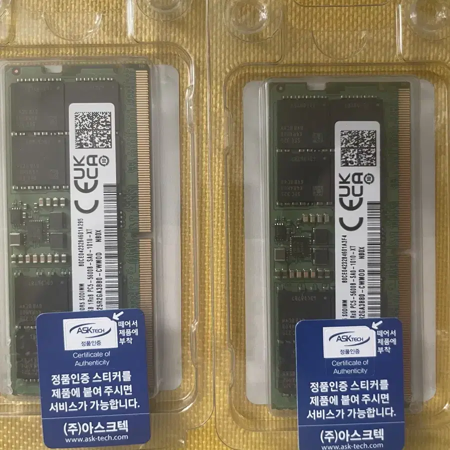 노트북용 삼성 DDR5-5600 (16GB) RAM 2개 판매 합니다