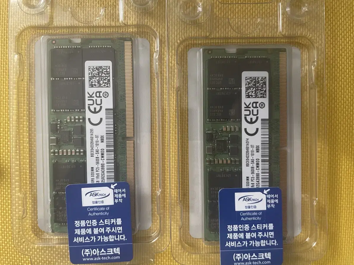 노트북용 삼성 DDR5-5600 (16GB) RAM 2개 판매 합니다