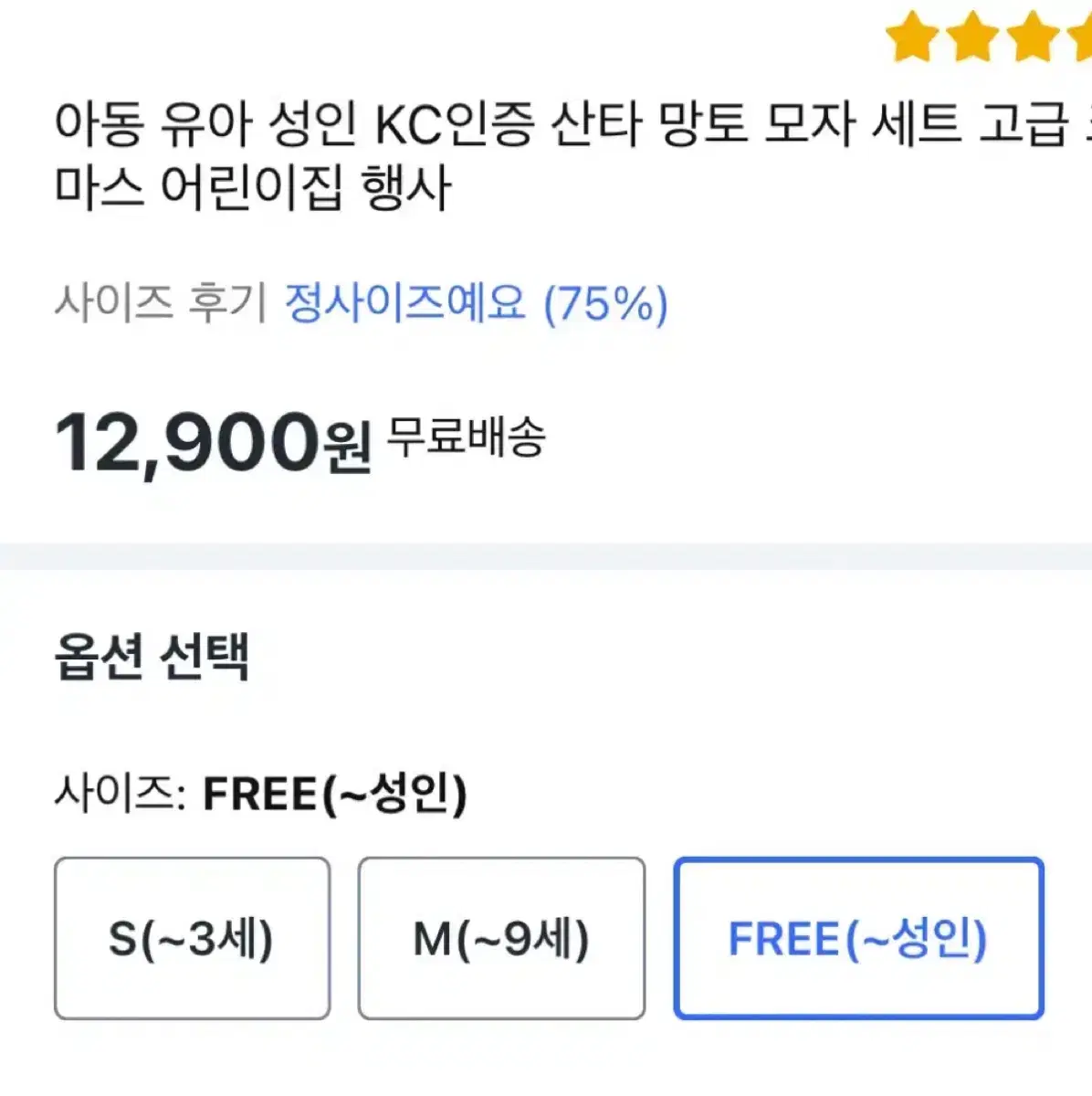 KC인증) 크리스마그 산타 망토 FREE(어른용)