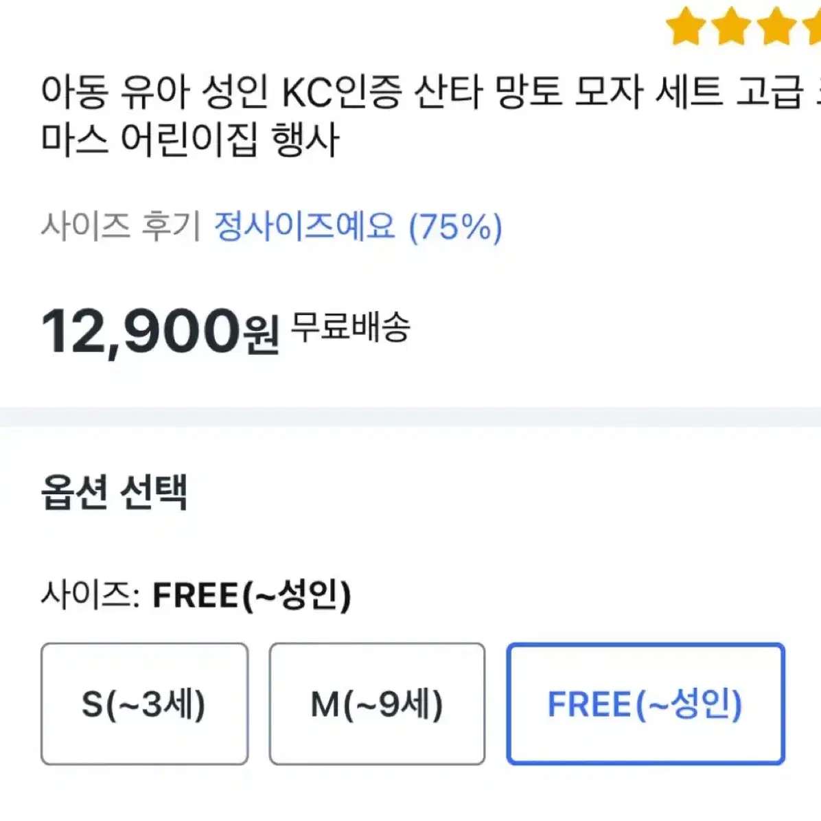 KC인증) 크리스마그 산타 망토 FREE(어른용)