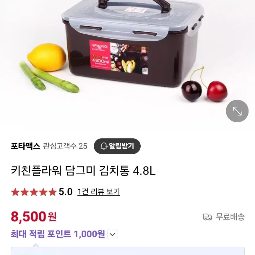 키친플러스 4.8L 김치통, 맛쿡 스케이 5호