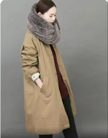 KBF 보이시한 코트 보아 안감 베이지