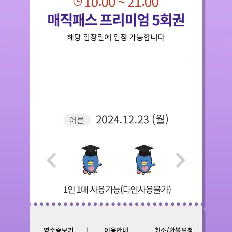 12.23(월) 롯데월드 매직패스 5회권 - 바로 발송