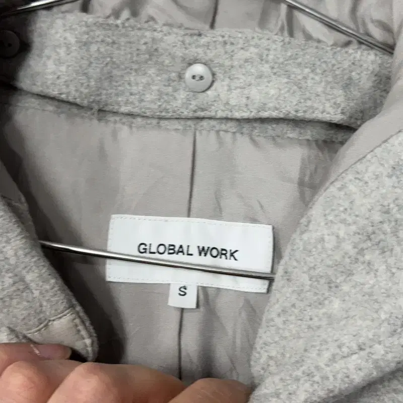 GLOBAL WORK 글로벌 워크 그레이 캐주얼 울 후드 코트 S