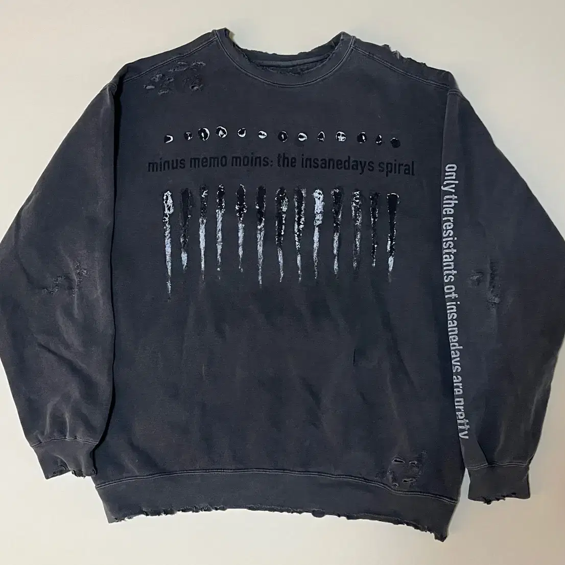 minus BOOTLEG CREW SWEAT DAGED BLACK