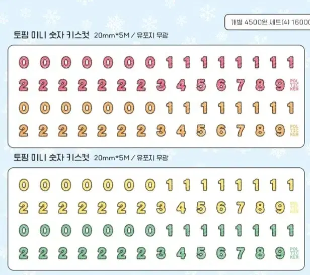 [마테띵] 폴티커 토핑 미니 숫자 2종 키스컷