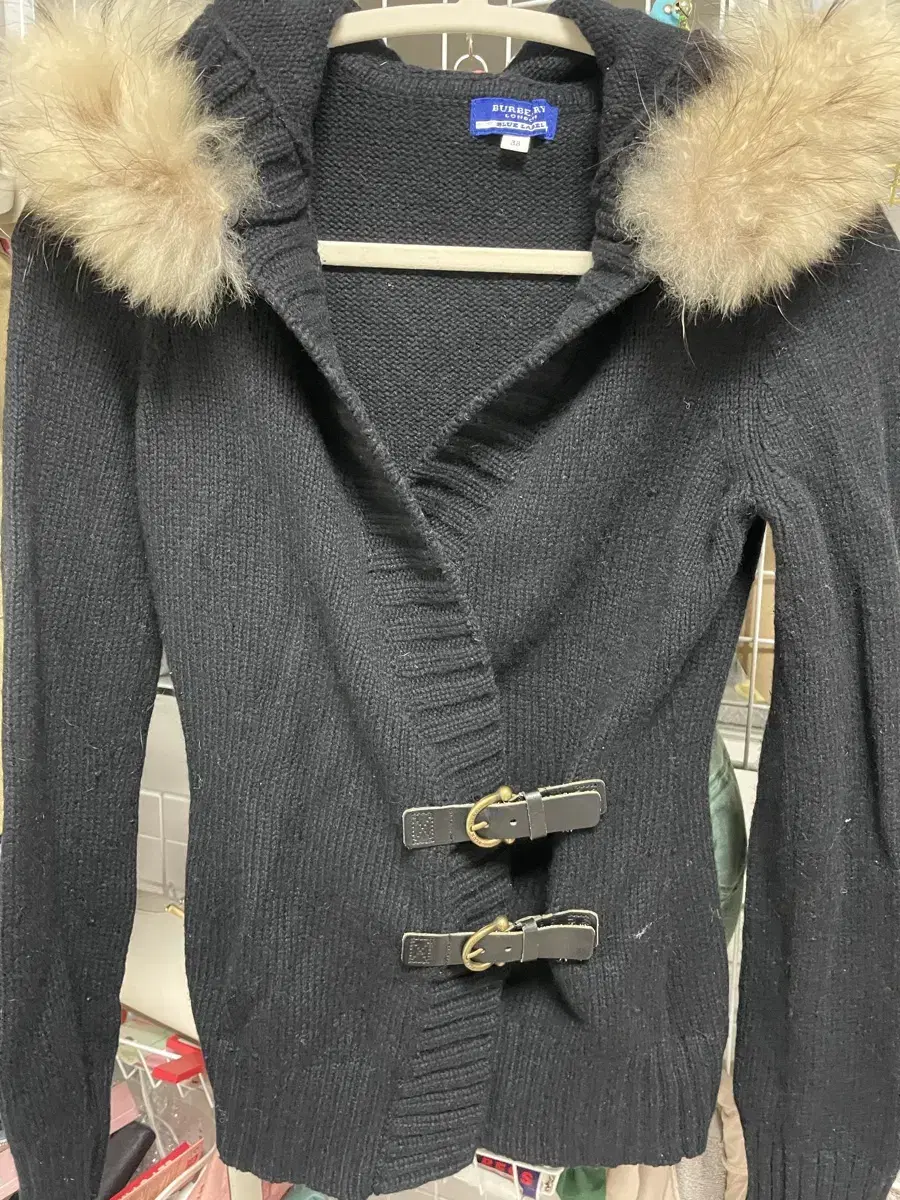 Burberry Bloo Label Black Fur Hooded Knit