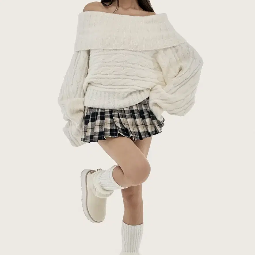 클리시어 Cheese cake off-shoulder knit