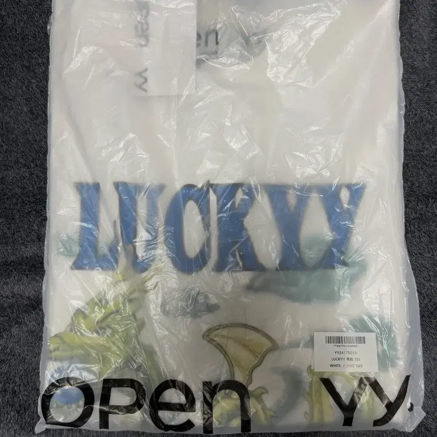 Open Yy Lucky Blue Dragon 반팔티 화이트