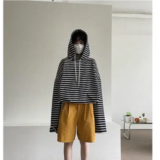 녕이옷장 Stripe string hood mtm 후드티