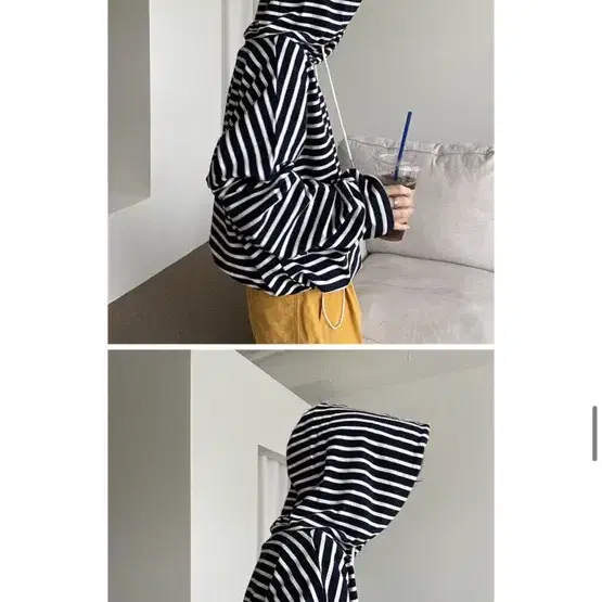 녕이옷장 Stripe string hood mtm 후드티