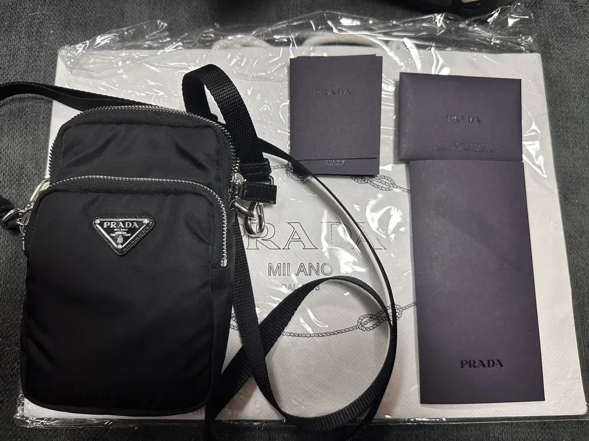 Prada Nylon Phone Case Mini Bag Black