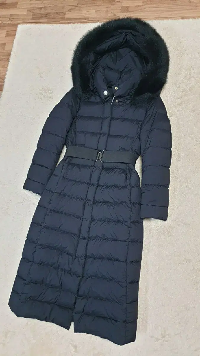 [Women's 44-55] Fox fur-trimmed belted duck down long down jacket, as good as new