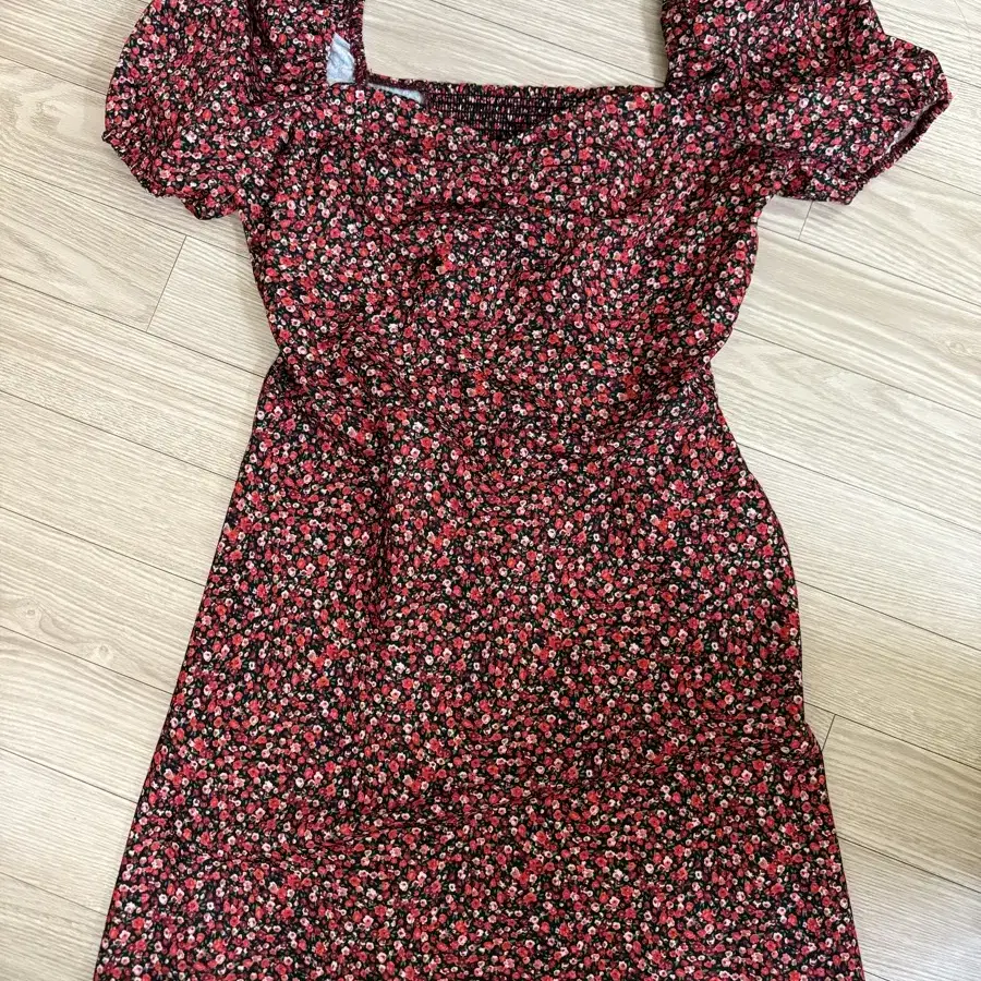 루루서울 red pansy dress M