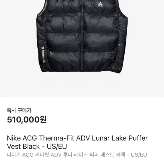 NIKE ACG 패딩조끼 S (한국M~L)