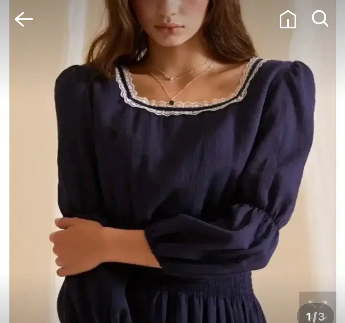 새상품 Haa smoking lace dress navy onepiece