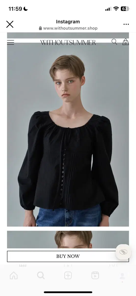 위드아웃썸머 Montana long blouse(black)