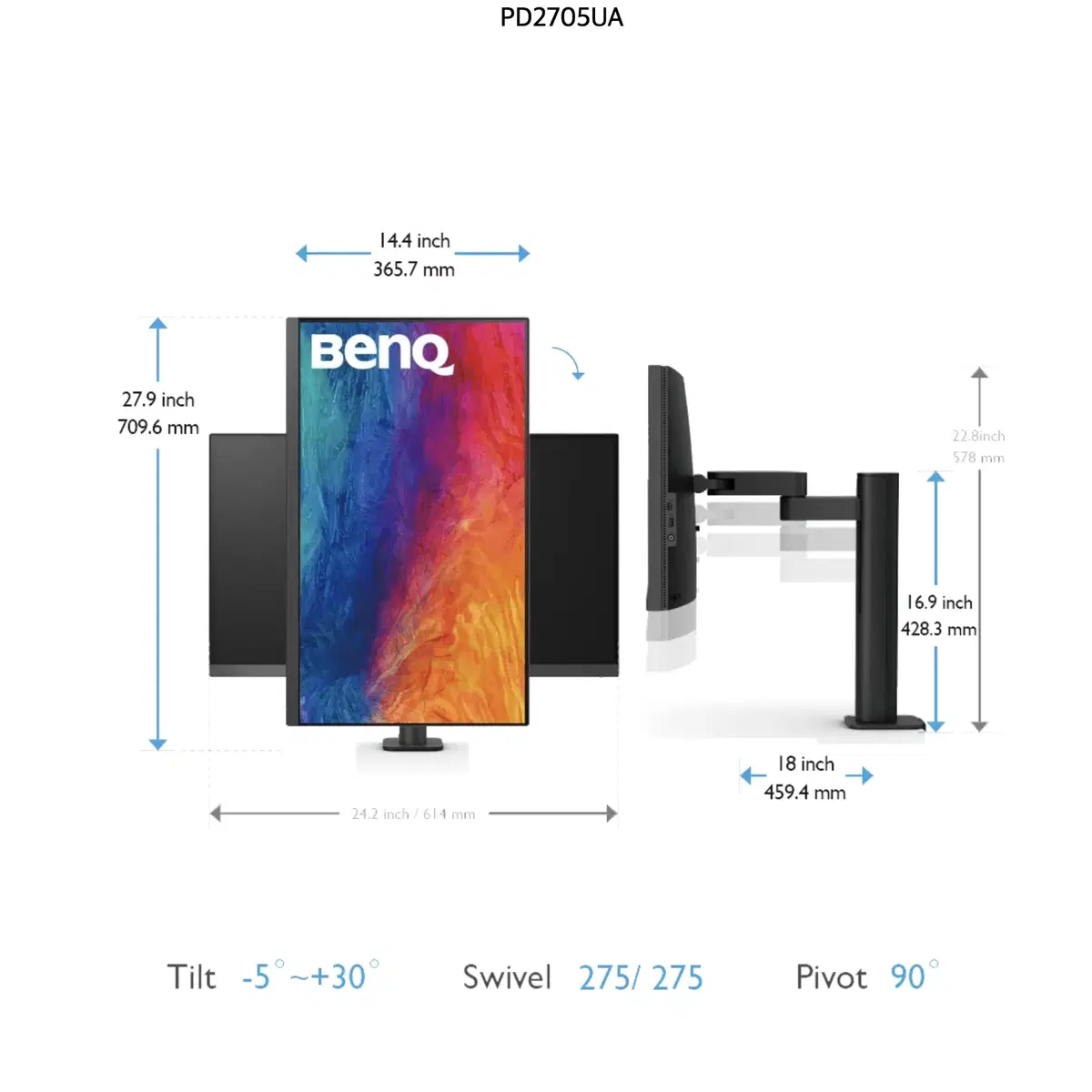 벤큐 Benq PD2705UA 신동급 팝니다. ( 모니터암 포함모델)