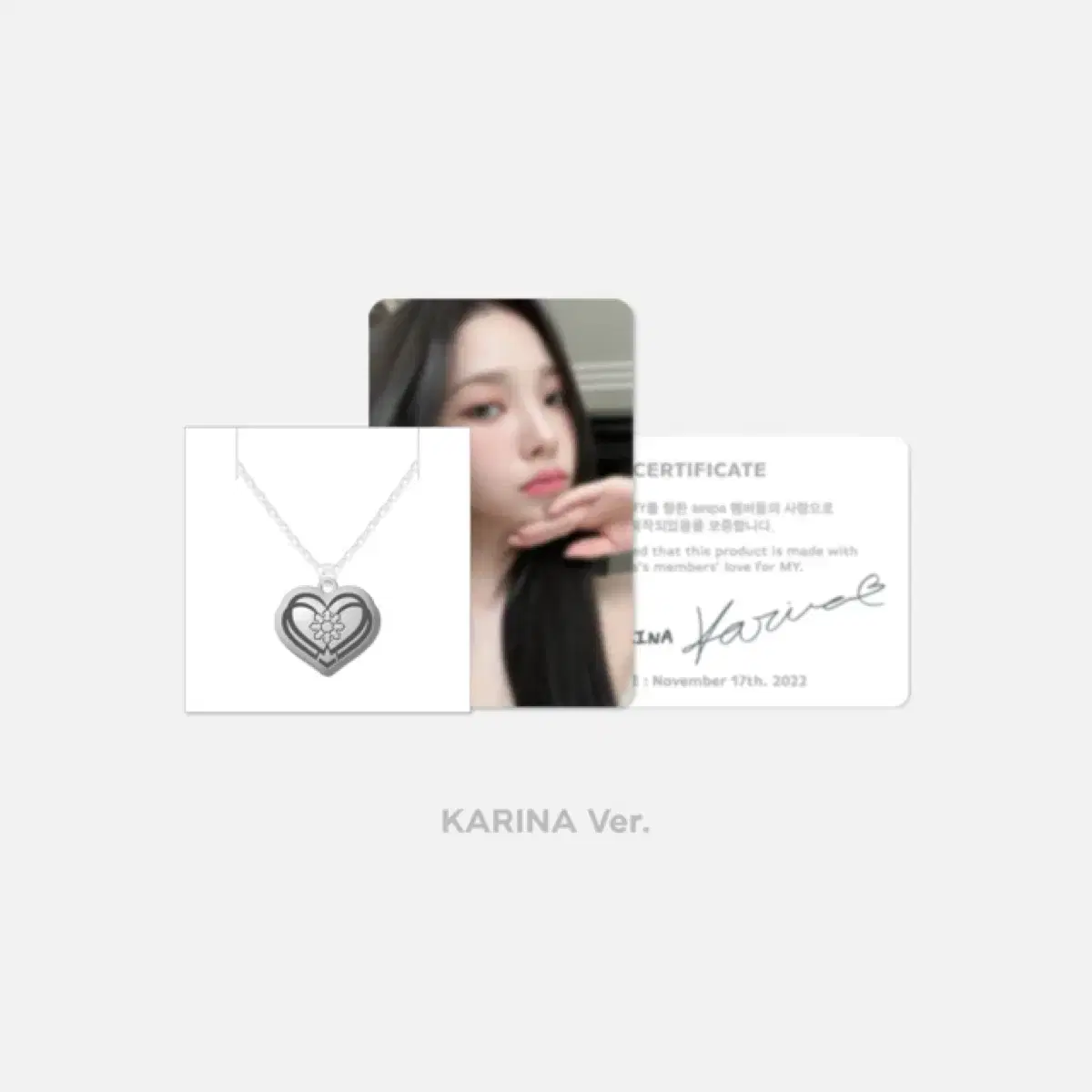 Aespa 2nd Anniversary karina necklace set with photo kard