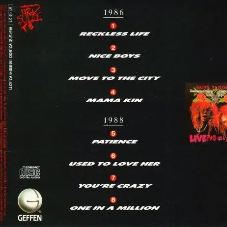 Guns N' Roses - G N' R Lies (CD)일본반91EX+