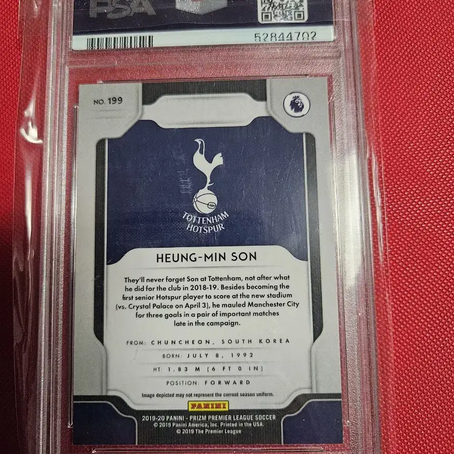 축구)손흥민 2019 Panini PSA 10등급 카드