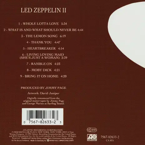 Led Zeppelin - II (CD) 유럽반 1999 민트급 중고