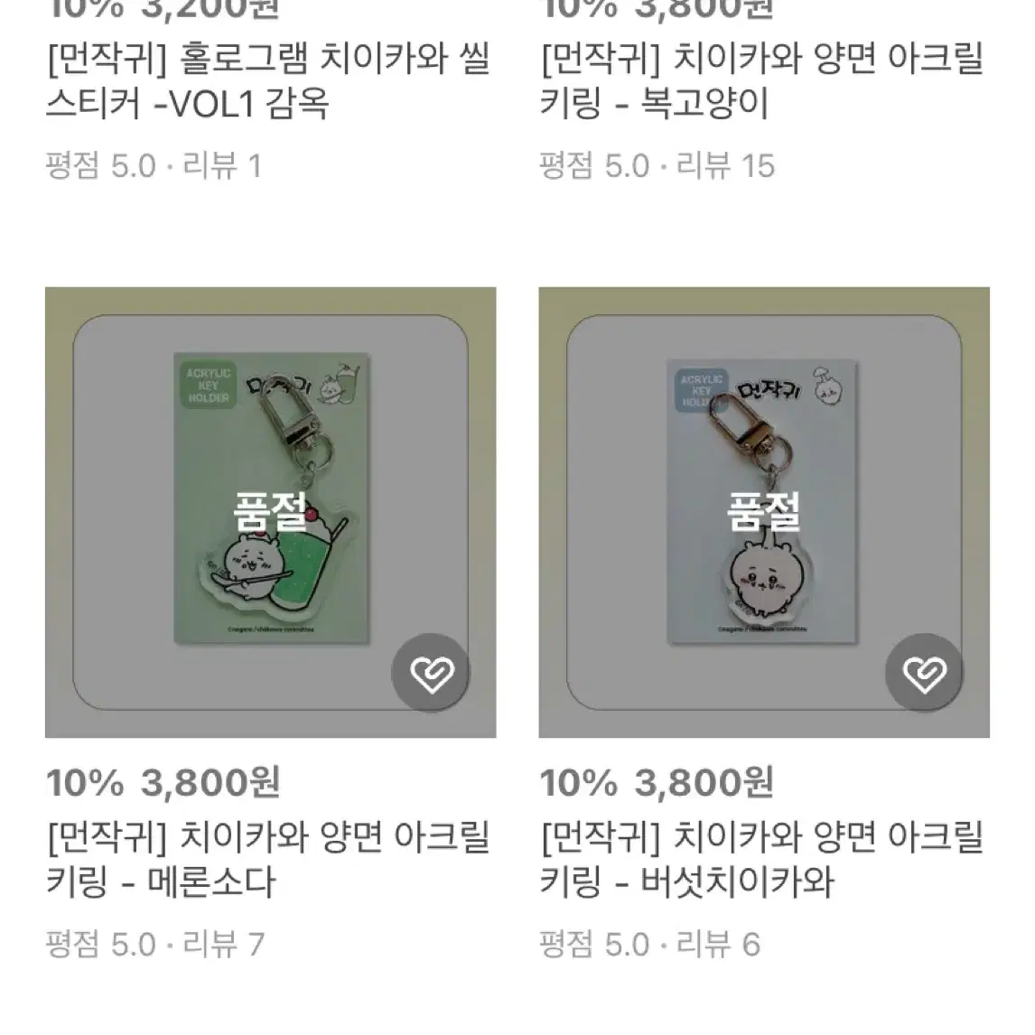 (미개봉)일괄 치이카와 먼작귀 키링