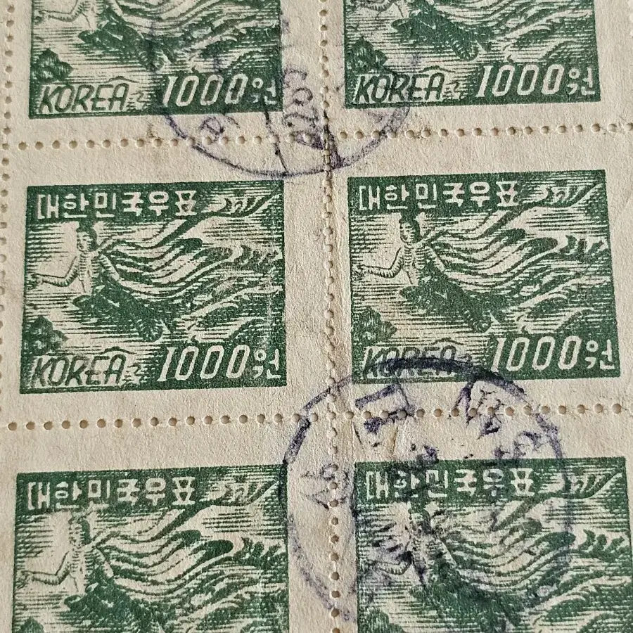 1952년 제2차 보통우표 정판사 1000원 (18매)