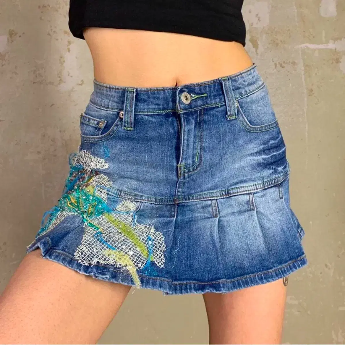 Bloo denim flared mini skirt JayDeLondon