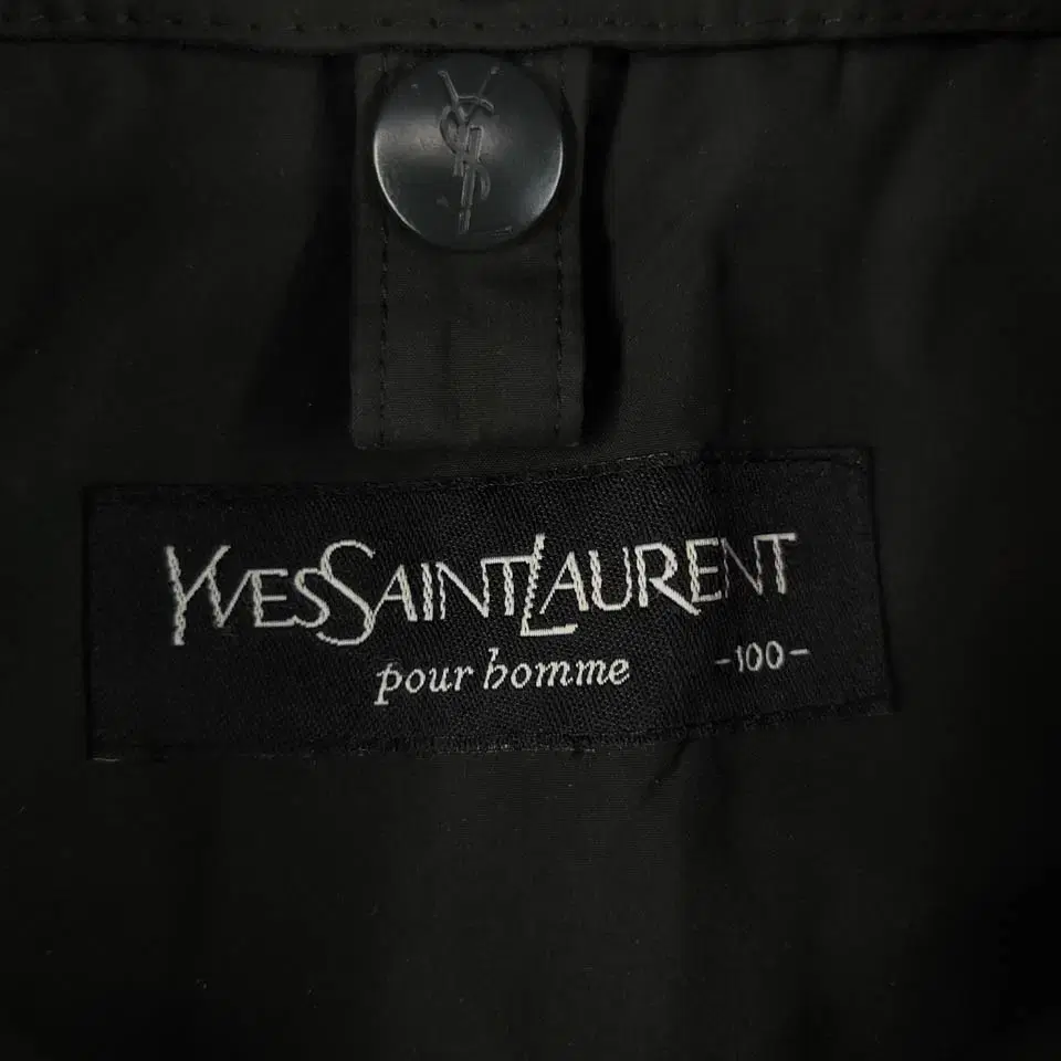 YSL 입생로랑 뿌르 옴므 카키 톤톤 로고자수 히든지퍼 퍼 카라넥 오리털