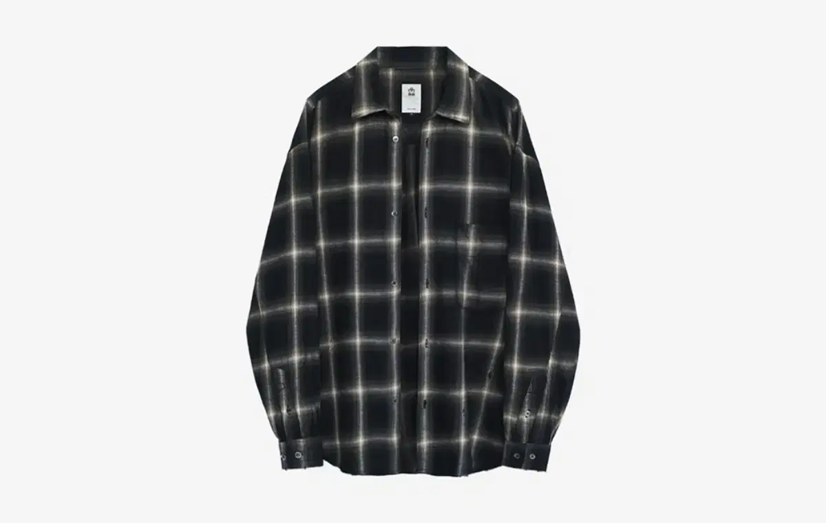 [3] Polyester Loose Check Shirt Damaged Ink Brown Sell New