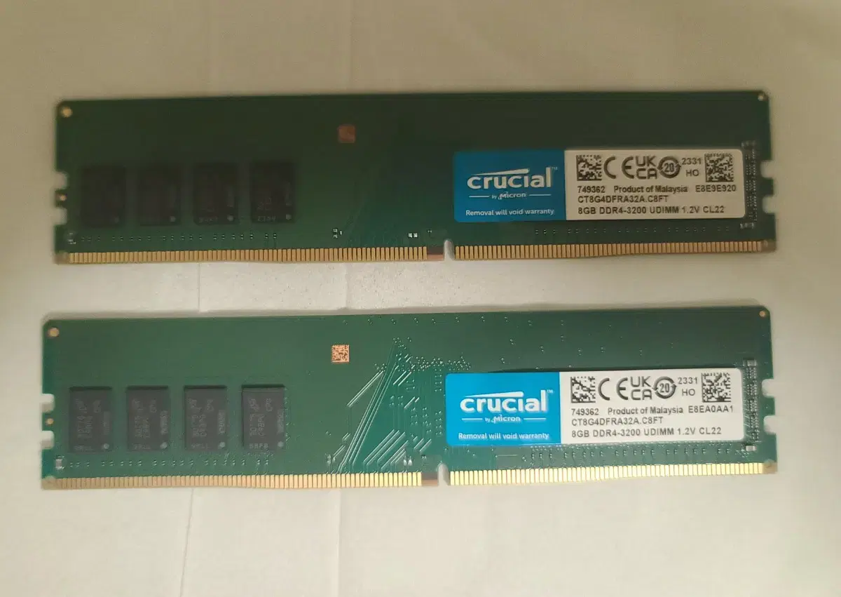 마이크론 크루셜 DDR4 3200 램 8g 2개 팝니다