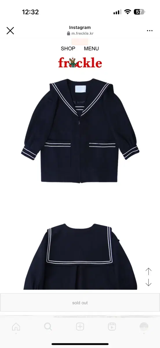 프레클 세일러 네이비 미디 자켓 sailor navy midi jacke