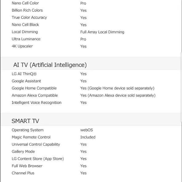 LG 65인치 나노셀 최고급 최고사양 우퍼 사운드 스마트TV