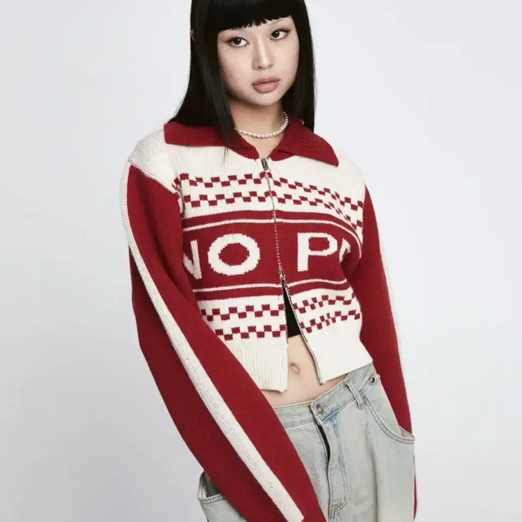 원더비지터 Wool NOPE Knit Zip-up [Red]