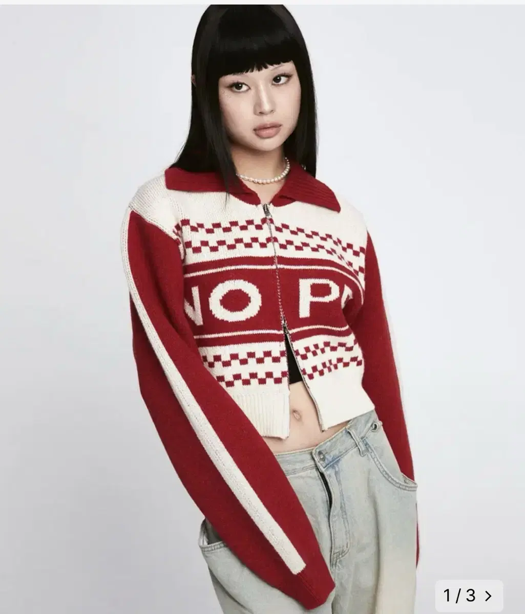 원더비지터 Wool NOPE Knit Zip-up [Red]