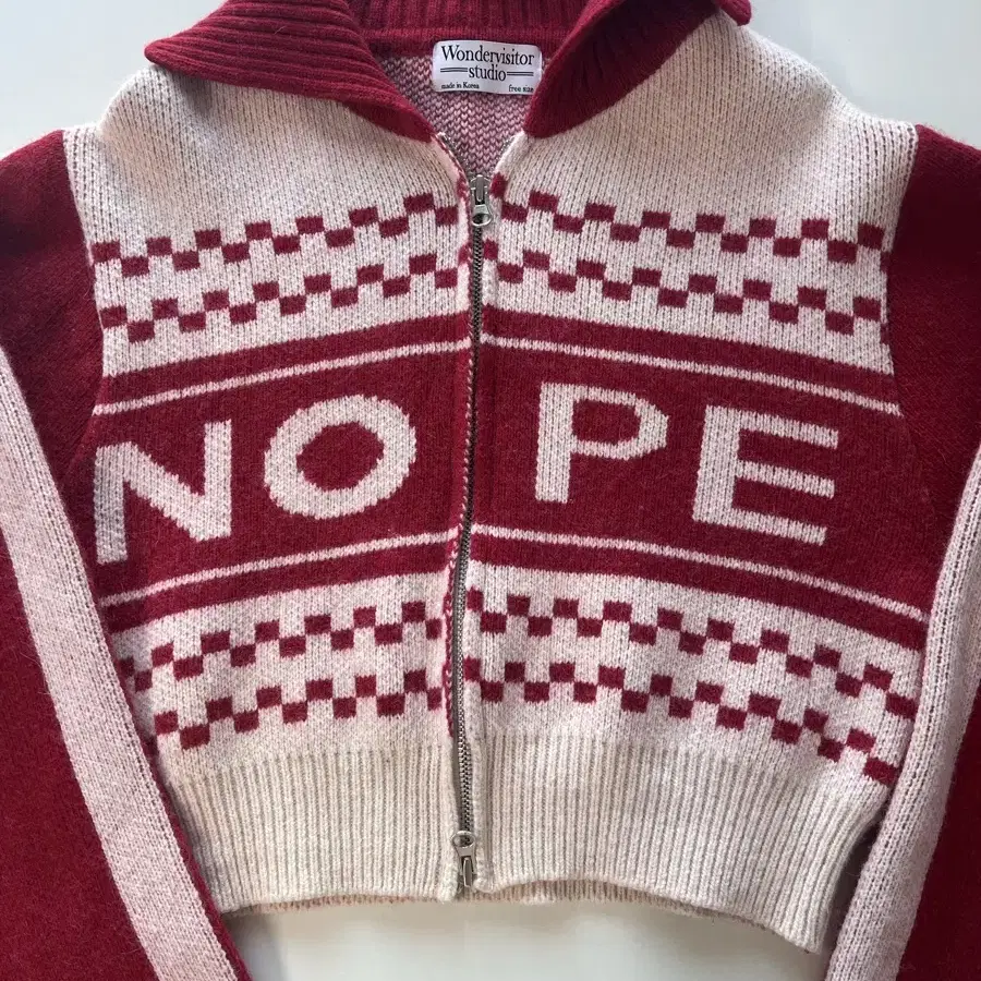 원더비지터 Wool NOPE Knit Zip-up [Red]