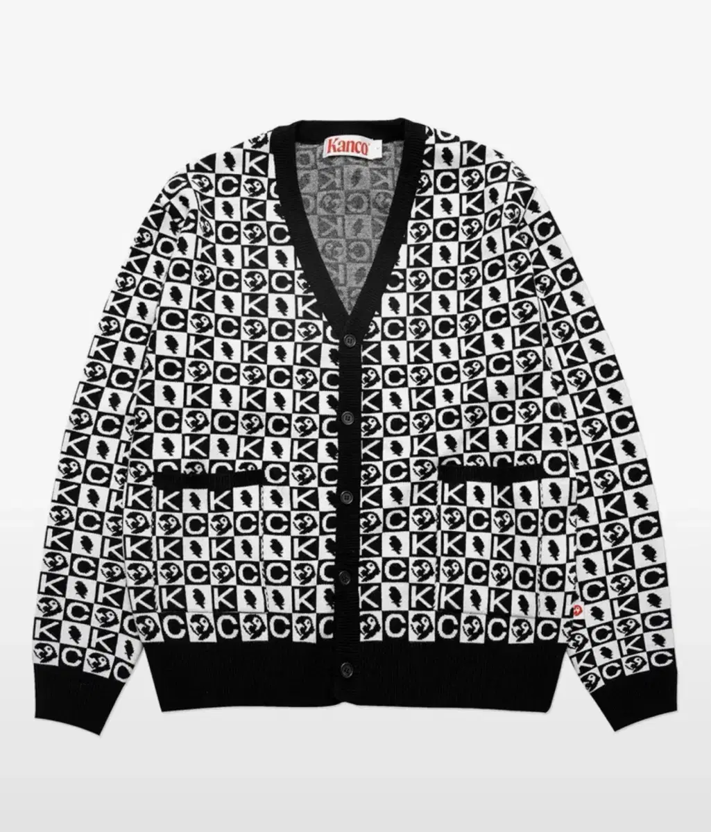 칸코[21SS]PATTERN CARDIGAN black/white