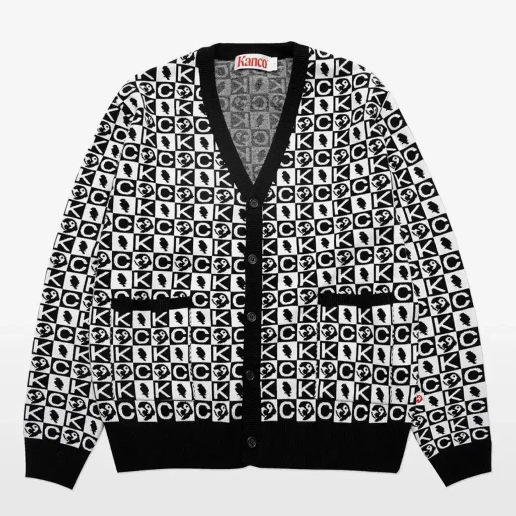 칸코[21SS]PATTERN CARDIGAN black/white