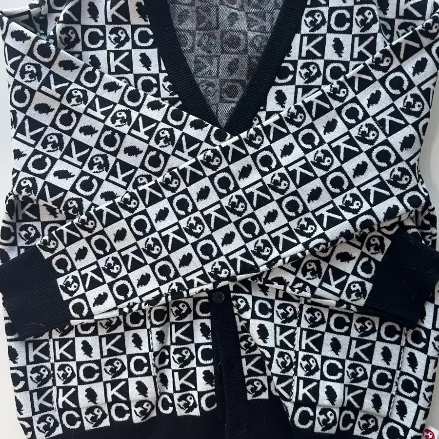 칸코[21SS]PATTERN CARDIGAN black/white